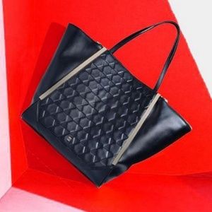 NWT HEIRLOOM Black Embossed Leather Wing Tote